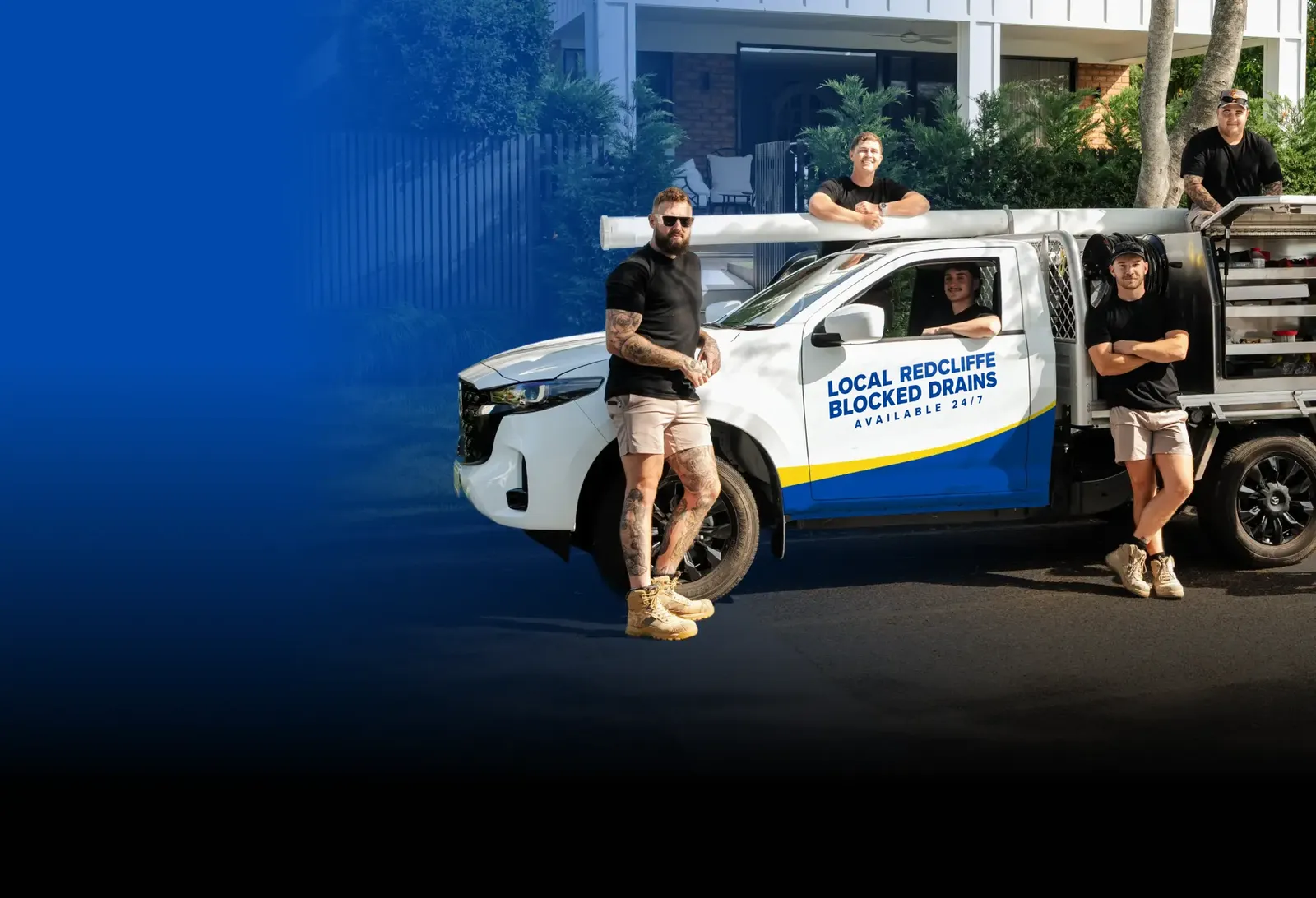Local Redcliffe Blocked Drains team with the ute